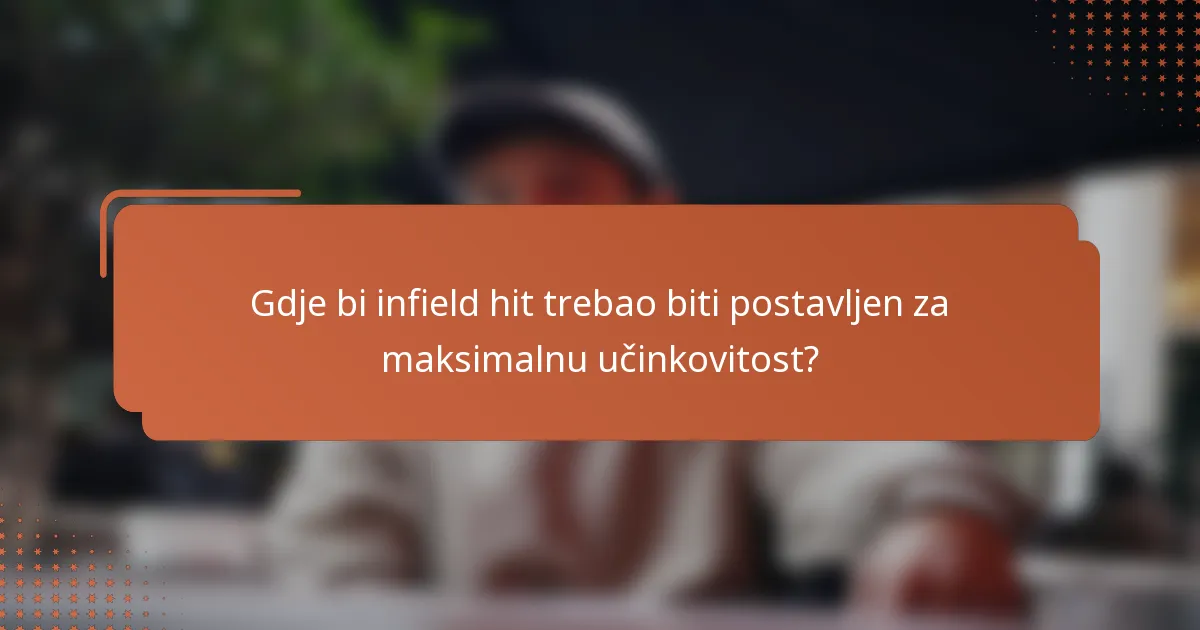 Gdje bi infield hit trebao biti postavljen za maksimalnu učinkovitost?