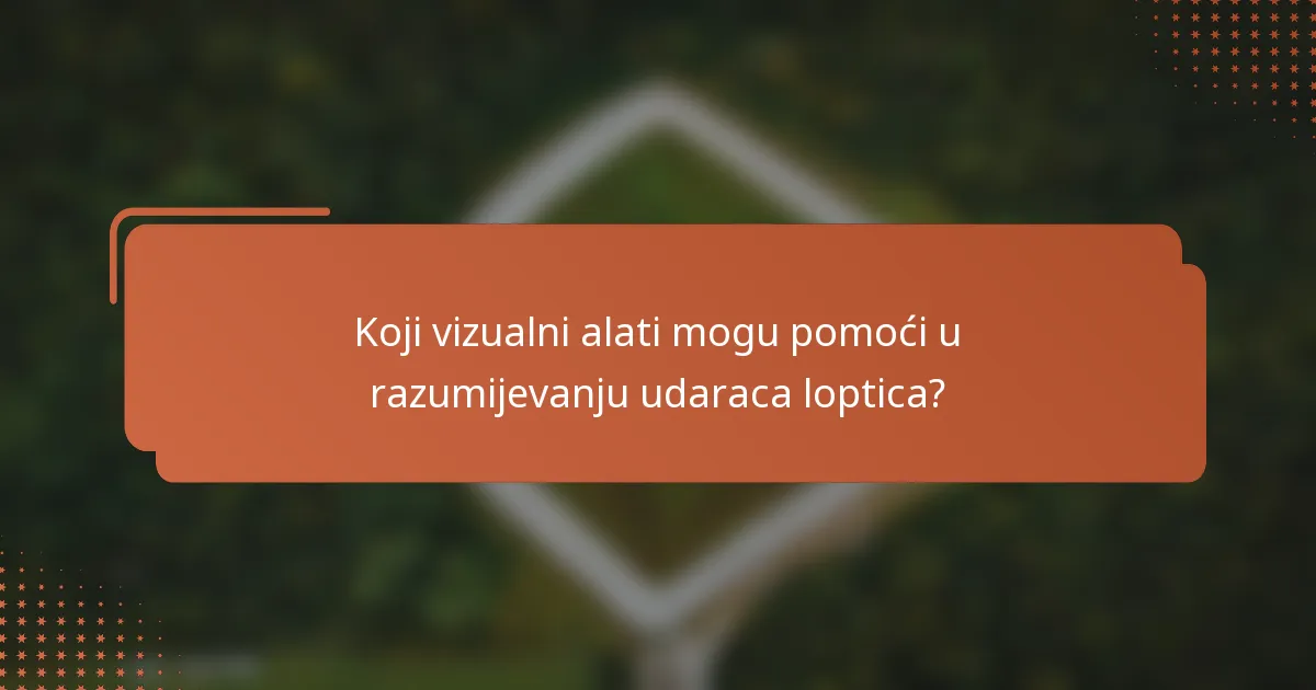 Koji vizualni alati mogu pomoći u razumijevanju udaraca loptica?
